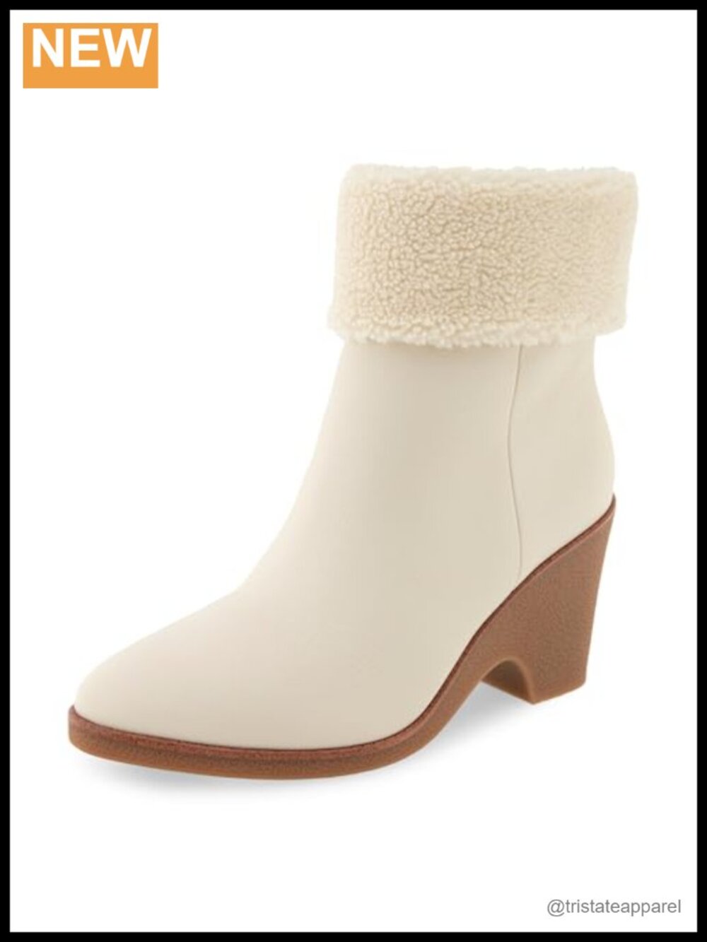 Aerosoles Women's Mina Faux Shearling Ankle Bootie Wedge Heel Zip Closure